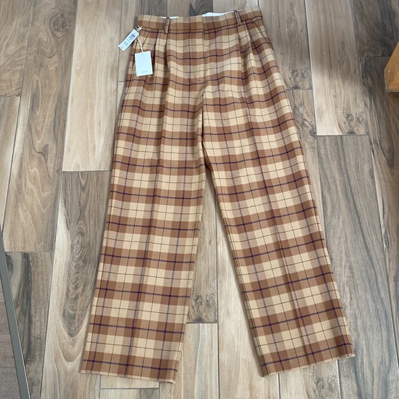 Aritzia Wilfred Effortless Flannel High-waisted Pleated Pants size 10 new - Picture 3 of 14